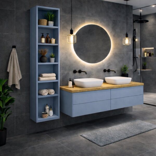 Armoire De Salle De Bains Sur Mesure, Bleu Brume
