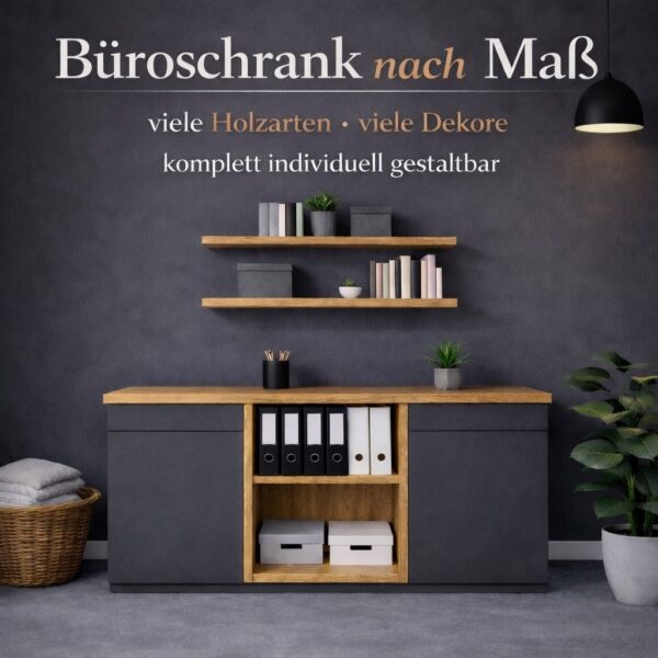 Meuble De Bureau Sur Mesure Avec Plateau En Bois Massif, Vue Du Produit