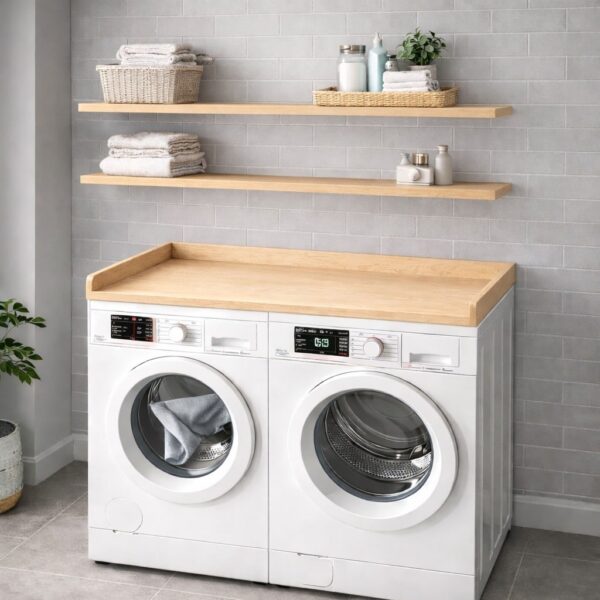 Plan De Travail Pour Lave-Linge Et Sèche-Linge En Érable, Dimensions – Schéma Ou Vue De Montage