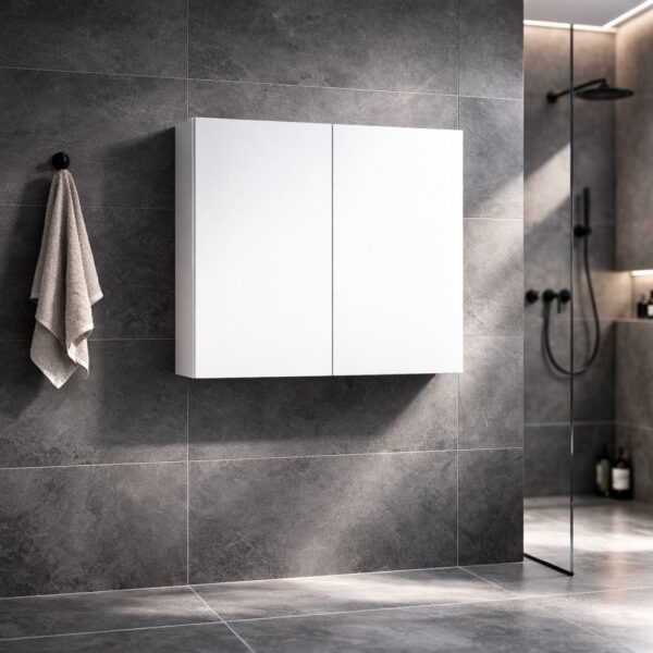 Armoire De Salle De Bains Sur Mesure, Avec Deux Portes, Blanc