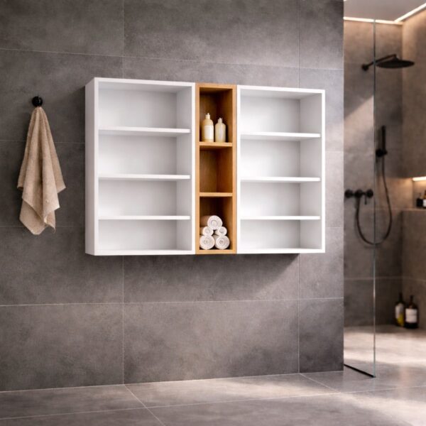 Armoire De Salle De Bains Sur Mesure, Avec Deux Portes, Blanc, En Chêne