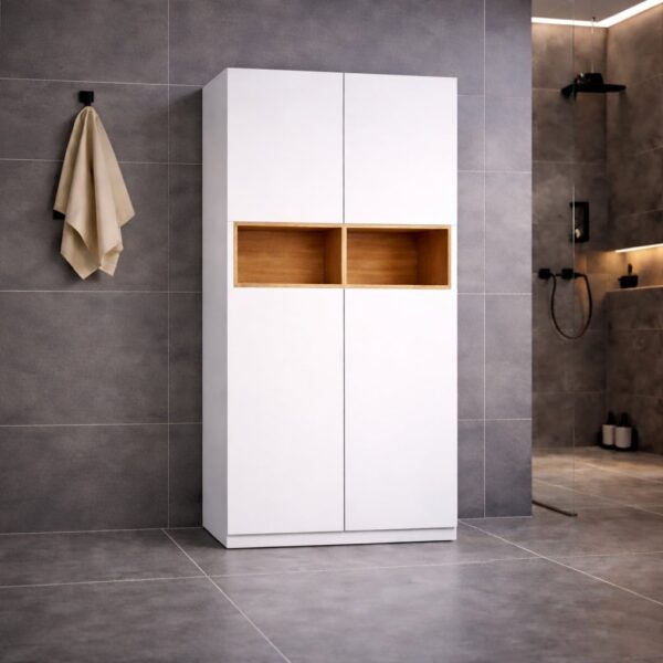 Armoire De Salle De Bains Sur Mesure, Avec Rangement Ouvert, Avec Niche Ouverte, Blanc