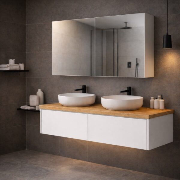 Armoire De Toilette Sur Mesure Blanc, Dimensions – Schéma Ou Vue De Montage