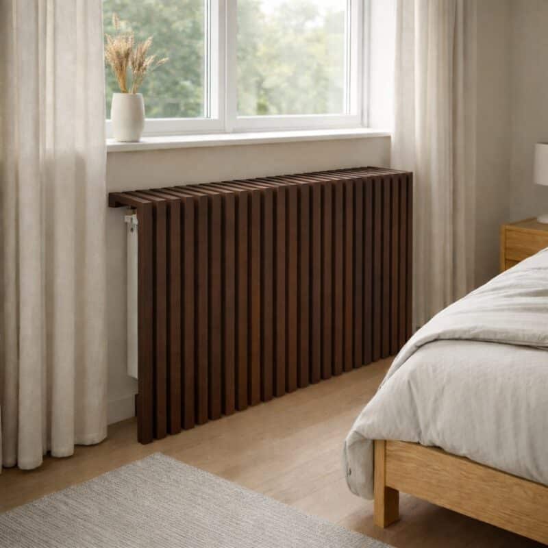 Cache-radiateur en bois massif à lames – vue produit 13