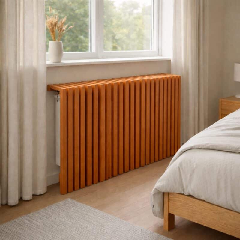 Cache-radiateur en bois massif à lames – vue produit 12