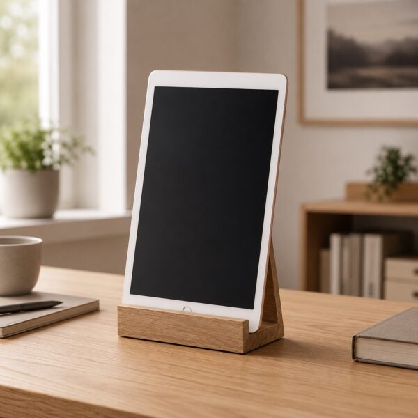 Support en chêne pour tablette en cuisine